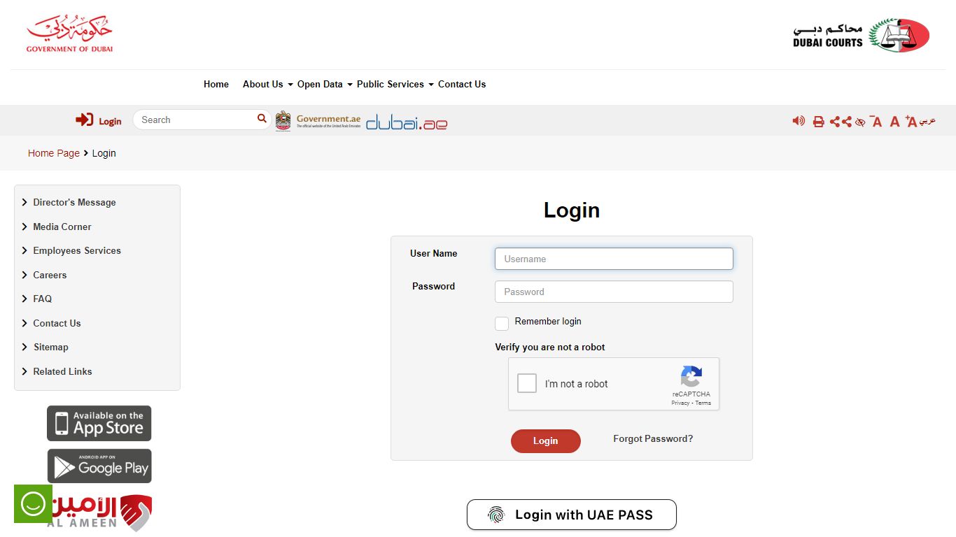 Login - Dubai Court's Website